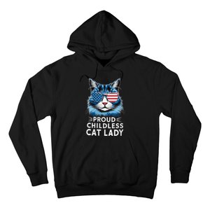 Proud Childless Cat Lady Usa Flag President 2024 Election Kamalaharris Hoodie