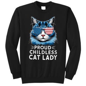 Proud Childless Cat Lady Usa Flag President 2024 Election Kamalaharris Sweatshirt