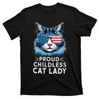 Proud Childless Cat Lady Usa Flag President 2024 Election Kamalaharris T-Shirt