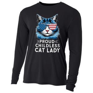 Proud Childless Cat Lady Usa Flag President 2024 Election Kamalaharris Cooling Performance Long Sleeve Crew