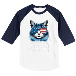 Proud Childless Cat Lady Usa Flag President 2024 Election Kamalaharris Baseball Sleeve Shirt