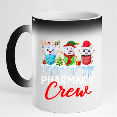 Pharmacy Crew Cute Xmas Lights Santa Reindeer Elf Pharmacist Great Gift 11oz Black Color Changing Mug