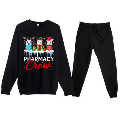 Pharmacy Crew Cute Xmas Lights Santa Reindeer Elf Pharmacist Great Gift Premium Crewneck Sweatsuit Set