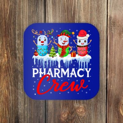 Pharmacy Crew Cute Xmas Lights Santa Reindeer Elf Pharmacist Great Gift Coaster