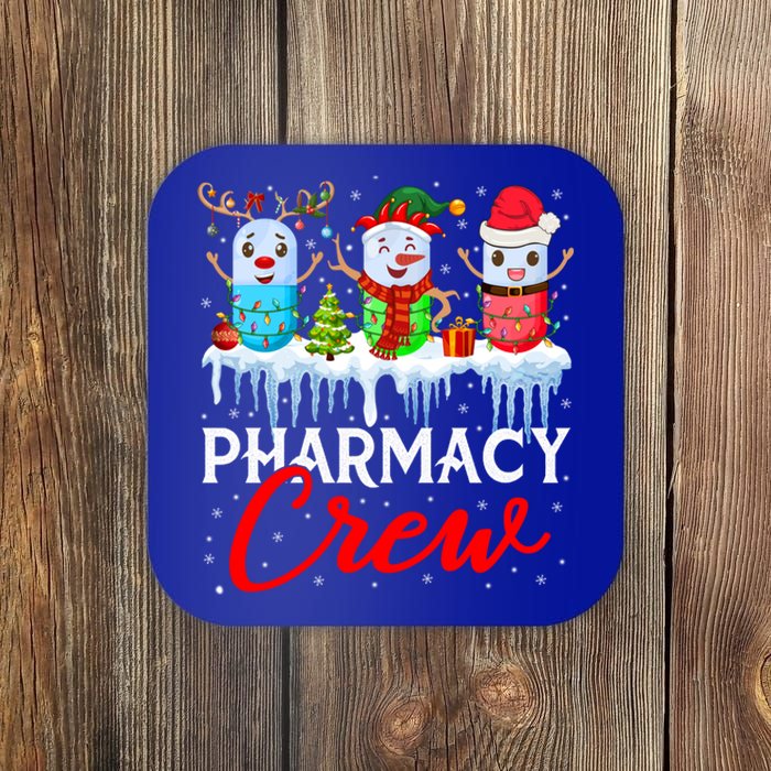 Pharmacy Crew Cute Xmas Lights Santa Reindeer Elf Pharmacist Great Gift Coaster