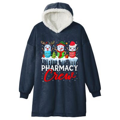 Pharmacy Crew Cute Xmas Lights Santa Reindeer Elf Pharmacist Great Gift Hooded Wearable Blanket