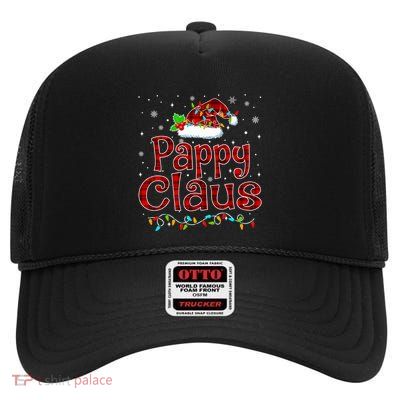 Pappy Claus Christmas Pajama Matching Family Xmas Lights Gift High Crown Mesh Back Trucker Hat