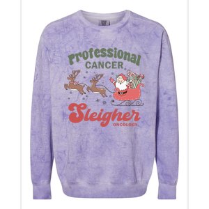 Professional Cancer Cancer Sleigher Oncology Nurse Christmas Funny Gift Colorblast Crewneck Sweatshirt