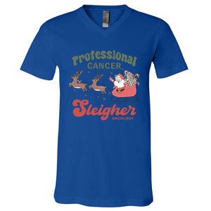 Professional Cancer Cancer Sleigher Oncology Nurse Christmas Funny Gift V-Neck T-Shirt