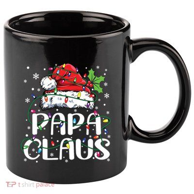 Papa Claus Christmas Lights Pajama Family Matching 11oz C Handle Ceramic Mug