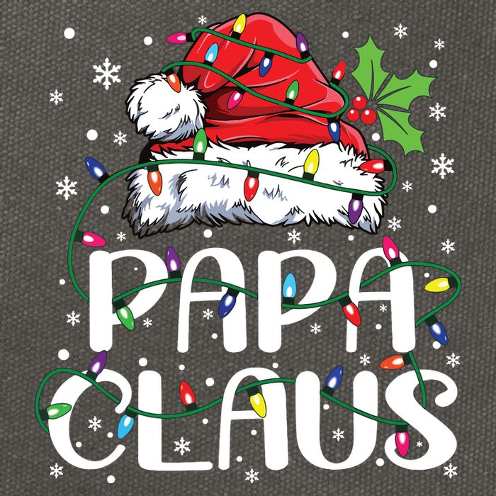 Papa Claus Christmas Lights Pajama Family Matching Cotton Canvas Backpack