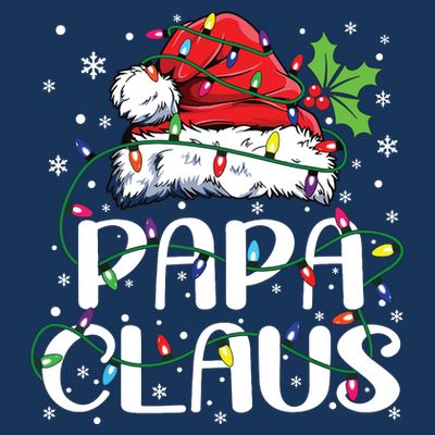 Papa Claus Christmas Lights Pajama Family Matching T-Shirt