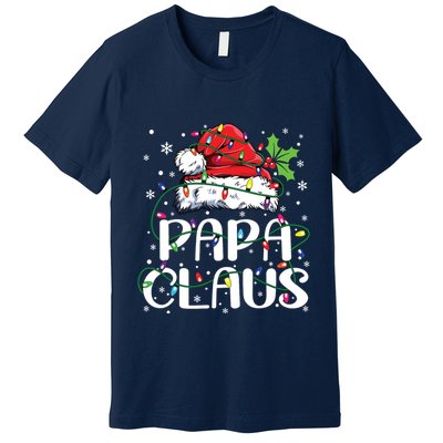 Papa Claus Christmas Lights Pajama Family Matching Premium T-Shirt