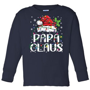 Papa Claus Christmas Lights Pajama Family Matching Toddler Long Sleeve Shirt