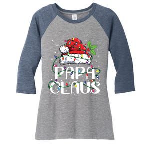 Papa Claus Christmas Lights Pajama Family Matching Women's Tri-Blend 3/4-Sleeve Raglan Shirt