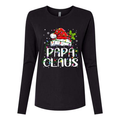 Papa Claus Christmas Lights Pajama Family Matching Womens Cotton Relaxed Long Sleeve T-Shirt