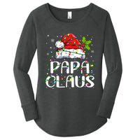 Papa Claus Christmas Lights Pajama Family Matching Women's Perfect Tri Tunic Long Sleeve Shirt