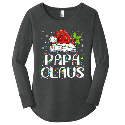 Papa Claus Christmas Lights Pajama Family Matching Women's Perfect Tri Tunic Long Sleeve Shirt