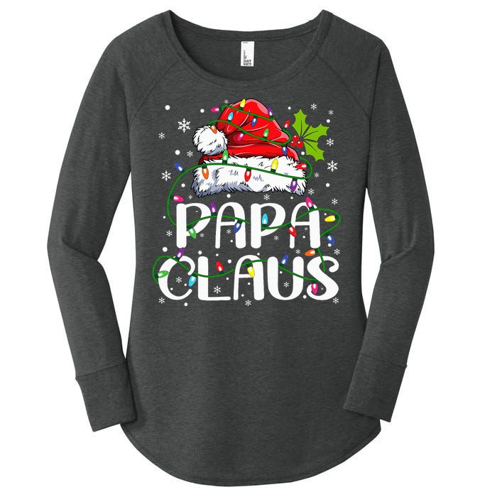 Papa Claus Christmas Lights Pajama Family Matching Women's Perfect Tri Tunic Long Sleeve Shirt