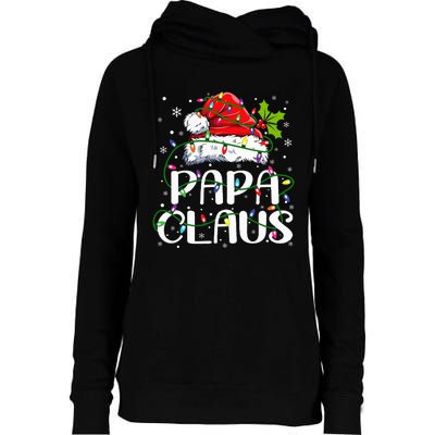 Papa Claus Christmas Lights Pajama Family Matching Womens Funnel Neck Pullover Hood