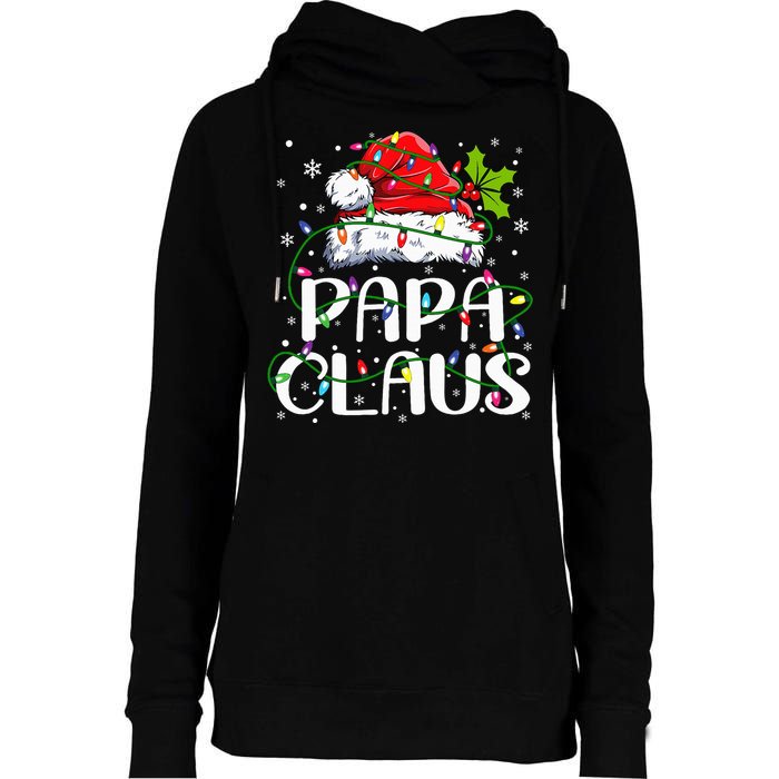 Papa Claus Christmas Lights Pajama Family Matching Womens Funnel Neck Pullover Hood