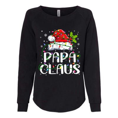 Papa Claus Christmas Lights Pajama Family Matching Womens California Wash Sweatshirt