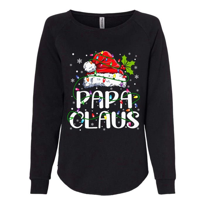 Papa Claus Christmas Lights Pajama Family Matching Womens California Wash Sweatshirt