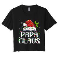 Papa Claus Christmas Lights Pajama Family Matching Women's Crop Top Tee