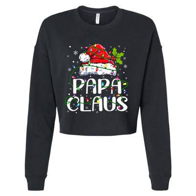 Papa Claus Christmas Lights Pajama Family Matching Cropped Pullover Crew