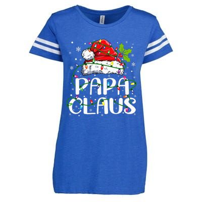 Papa Claus Christmas Lights Pajama Family Matching Enza Ladies Jersey Football T-Shirt