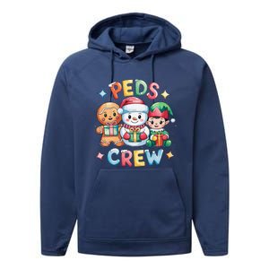 Peds Crew Christmas Pediatric Nurse Xmas Nursing Aide Group Performance Fleece Hoodie