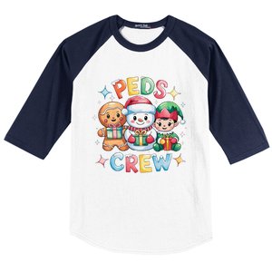 Peds Crew Christmas Pediatric Nurse Xmas Nursing Aide Group Baseball Sleeve Shirt