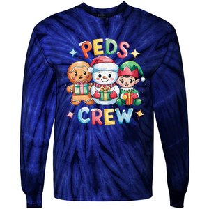 Peds Crew Christmas Pediatric Nurse Xmas Nursing Aide Group Tie-Dye Long Sleeve Shirt