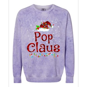 Pop Claus Christmas Pajama Matching Family Xmas Lights Gift Colorblast Crewneck Sweatshirt