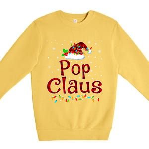 Pop Claus Christmas Pajama Matching Family Xmas Lights Gift Premium Crewneck Sweatshirt