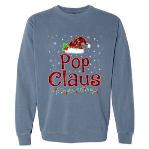 Pop Claus Christmas Pajama Matching Family Xmas Lights Gift Garment-Dyed Sweatshirt