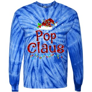 Pop Claus Christmas Pajama Matching Family Xmas Lights Gift Tie-Dye Long Sleeve Shirt