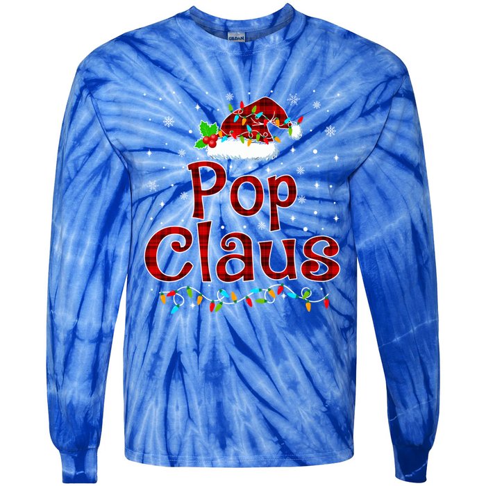 Pop Claus Christmas Pajama Matching Family Xmas Lights Gift Tie-Dye Long Sleeve Shirt