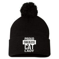 Proud Childless Cat Lady Pom Pom 12in Knit Beanie