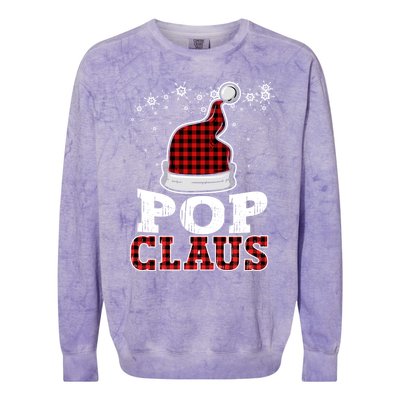 Pop Claus Christmas Santa Hat Buffalo Plaid Matching Family Cool Gift Colorblast Crewneck Sweatshirt