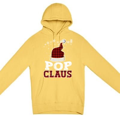 Pop Claus Christmas Santa Hat Buffalo Plaid Matching Family Cool Gift Premium Pullover Hoodie