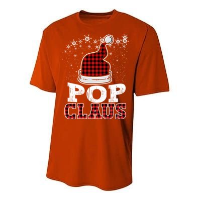 Pop Claus Christmas Santa Hat Buffalo Plaid Matching Family Cool Gift Performance Sprint T-Shirt