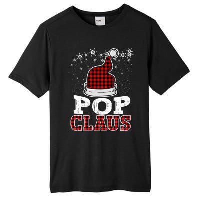 Pop Claus Christmas Santa Hat Buffalo Plaid Matching Family Cool Gift Tall Fusion ChromaSoft Performance T-Shirt