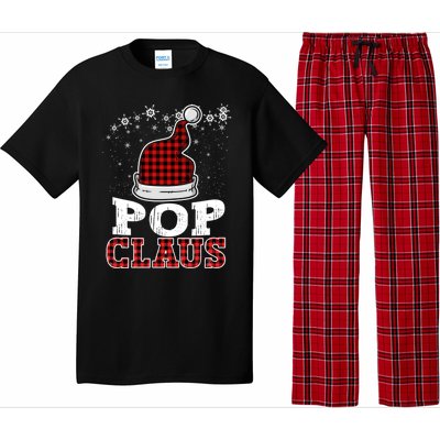 Pop Claus Christmas Santa Hat Buffalo Plaid Matching Family Cool Gift Pajama Set