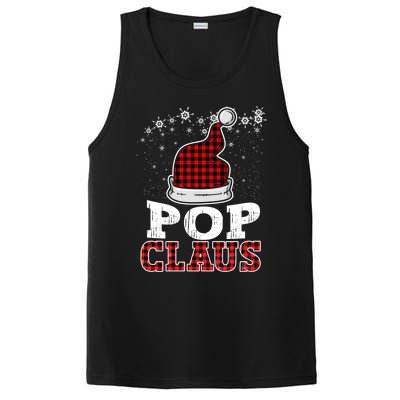 Pop Claus Christmas Santa Hat Buffalo Plaid Matching Family Cool Gift PosiCharge Competitor Tank