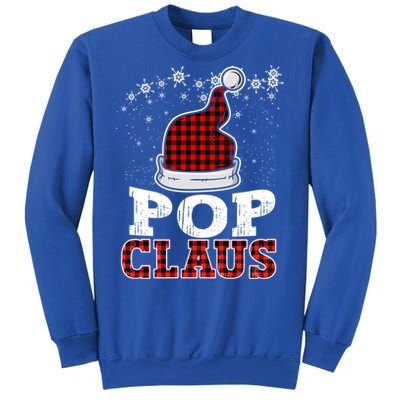 Pop Claus Christmas Santa Hat Buffalo Plaid Matching Family Cool Gift Sweatshirt