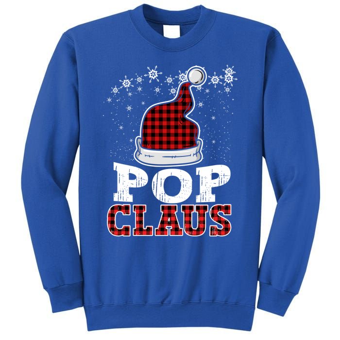 Pop Claus Christmas Santa Hat Buffalo Plaid Matching Family Cool Gift Sweatshirt