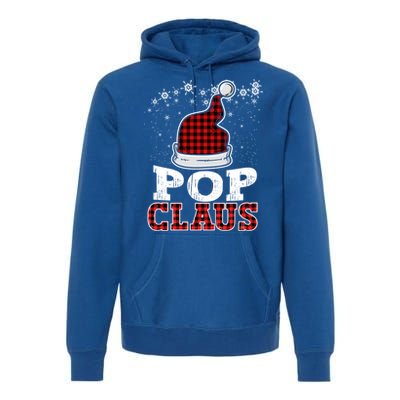 Pop Claus Christmas Santa Hat Buffalo Plaid Matching Family Cool Gift Premium Hoodie