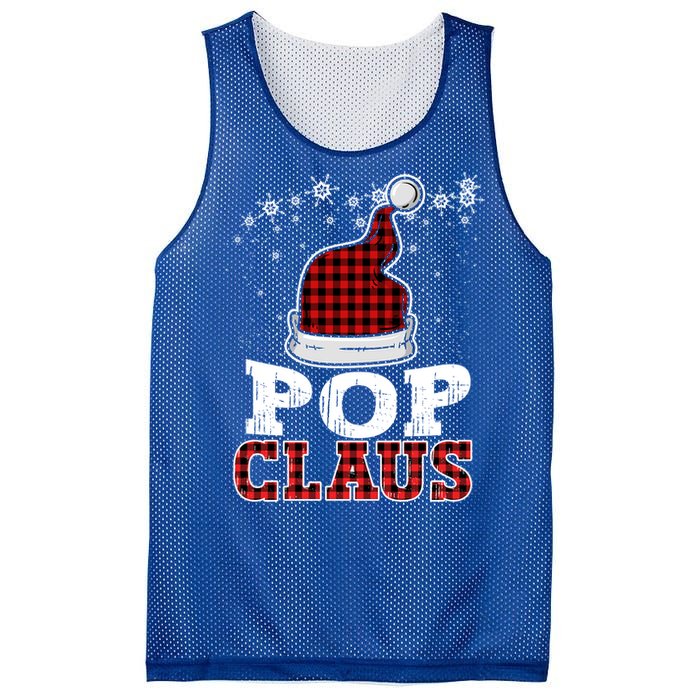 Pop Claus Christmas Santa Hat Buffalo Plaid Matching Family Cool Gift Mesh Reversible Basketball Jersey Tank