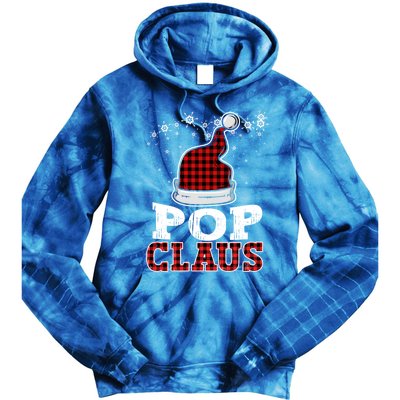 Pop Claus Christmas Santa Hat Buffalo Plaid Matching Family Cool Gift Tie Dye Hoodie